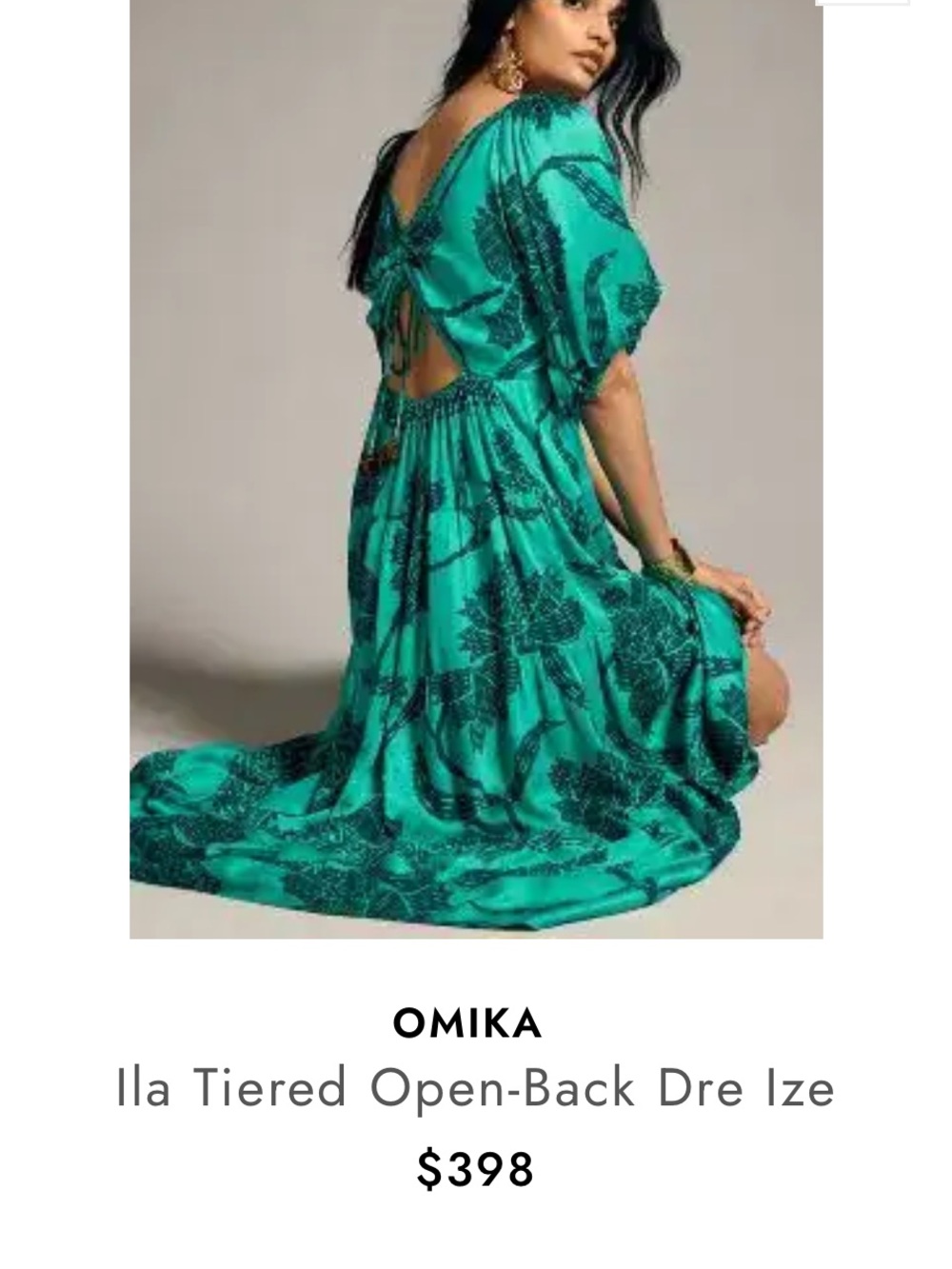 Romika Teal Floral Tiered Open-Back Maxi Dress